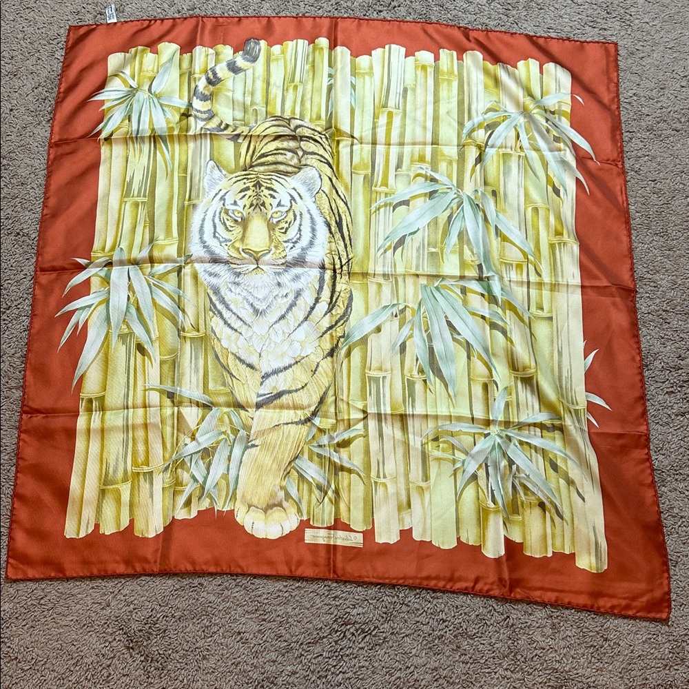 Vintage Rare Salvatore Ferragamo Silk Scarf Tiger… - image 3